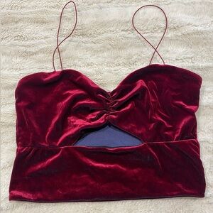 Urban Outfitters Red Velvet Bustier Crop Top